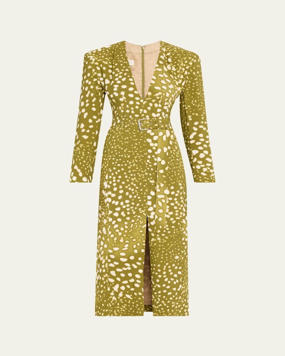 Dohana Spot Print Belted Midi Dress